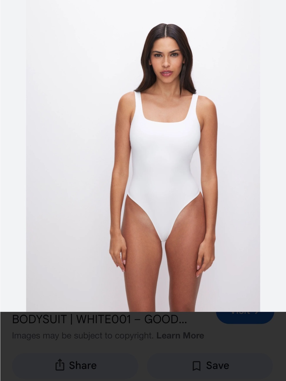 Good American Clean White Scoop-Neck One-Piece bodysuit